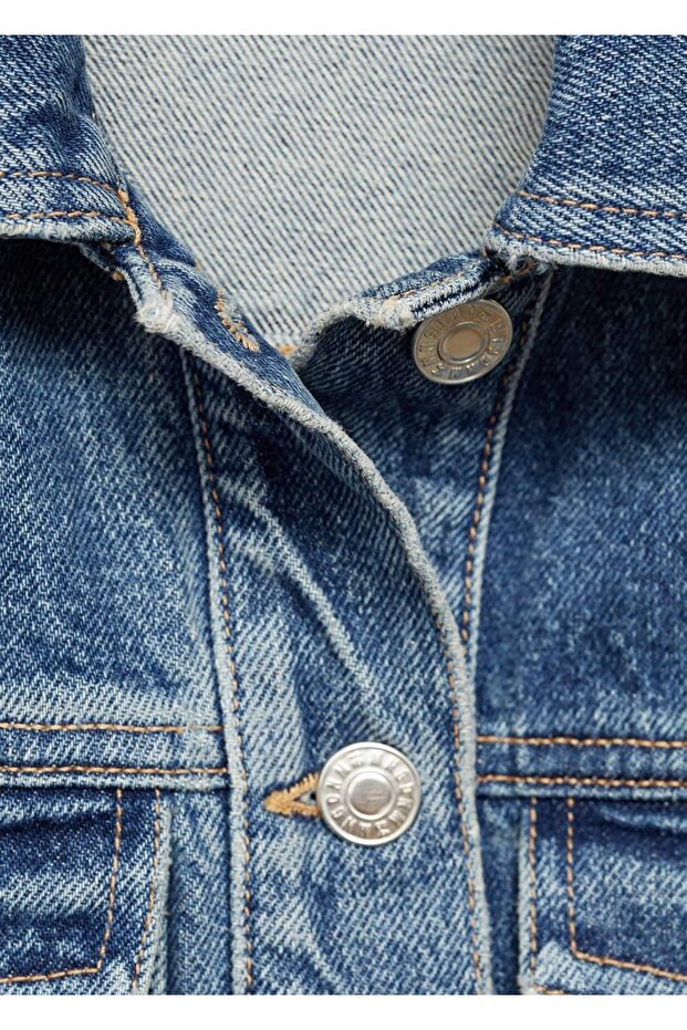 Yıldız denim elbise - 8