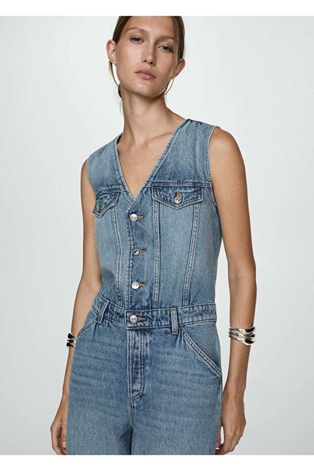 Uzun denim tulum - 1