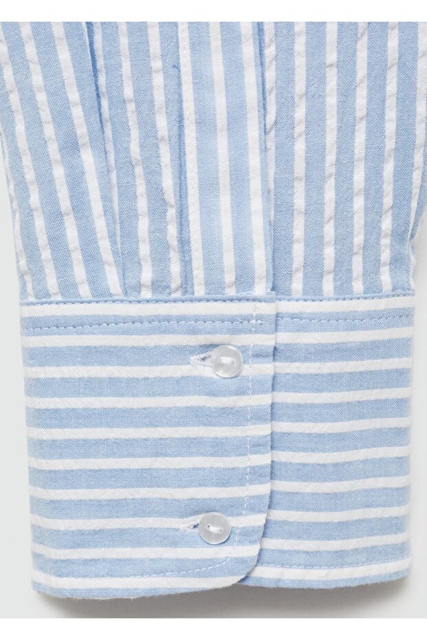 İşlemeli çizgili gömlek - 6