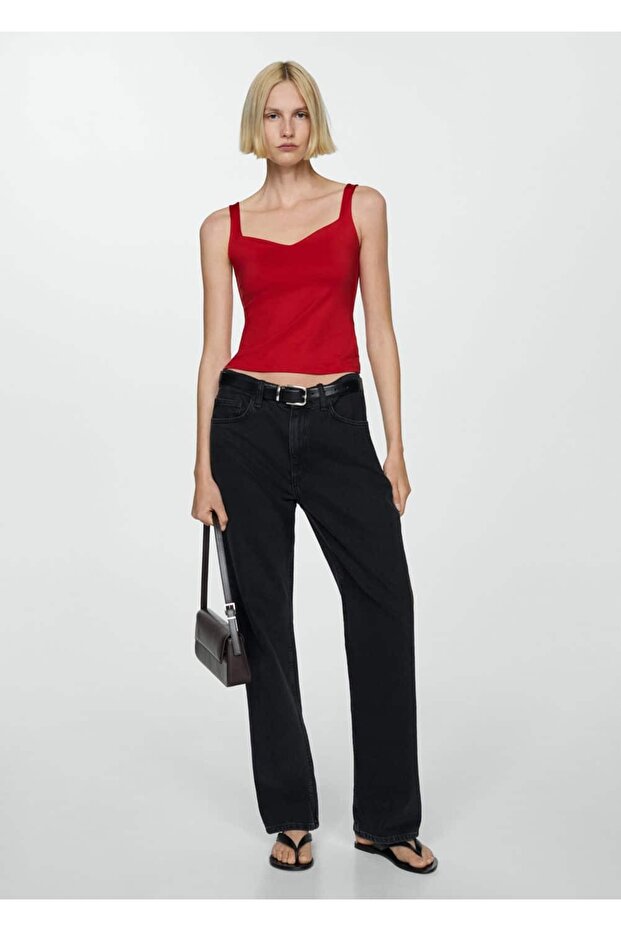 Askılı triko bluz - 2