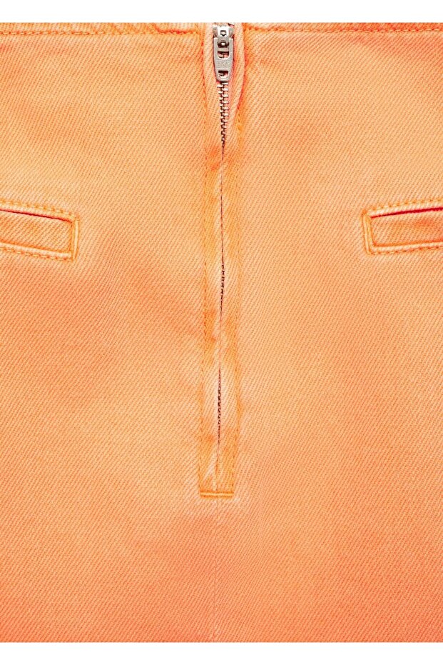 Kruvaze denim mini etek - 5