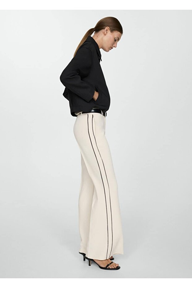 Çizgili wideleg pantolon - 2