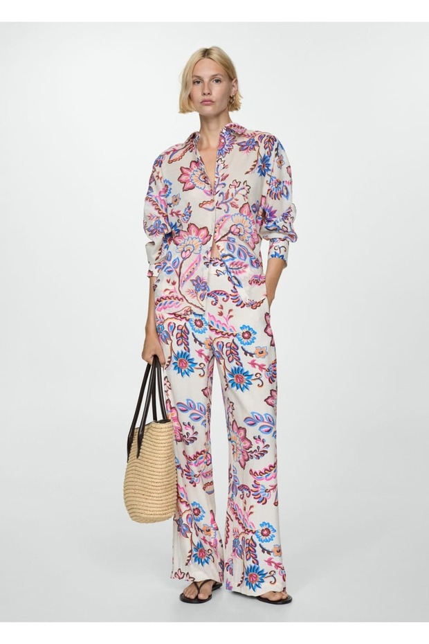 Floral Patterned Straight Cut Pants - 2