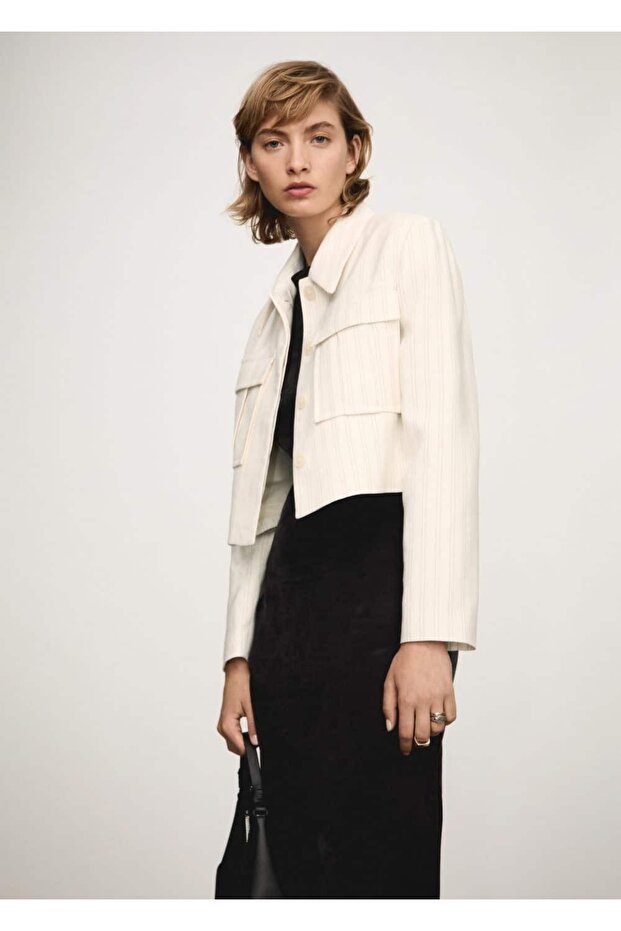 Cepli çizgili ceket - 1