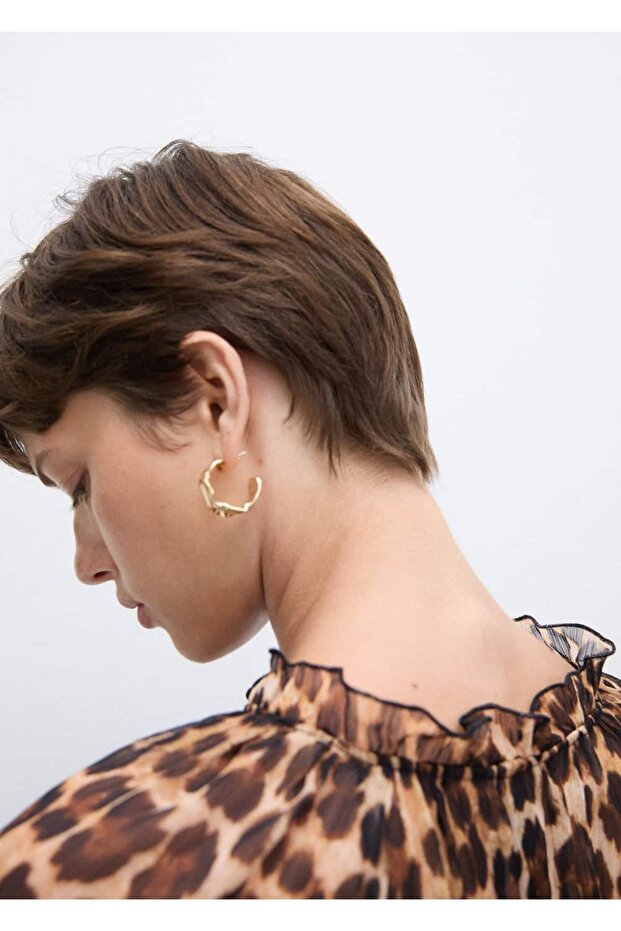 Leopar desenli evaze elbise - 5