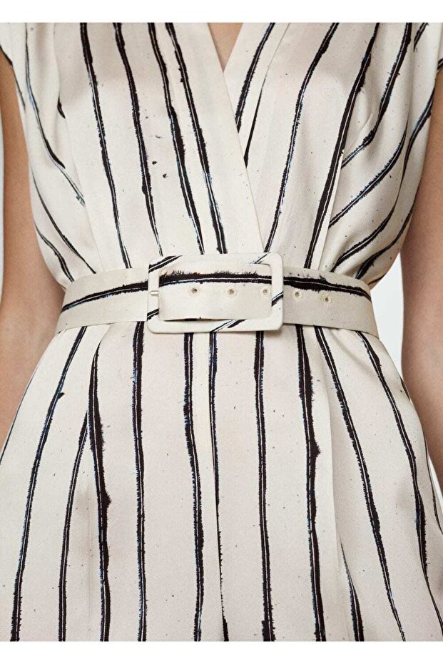 Çizgili saten tulum - 7