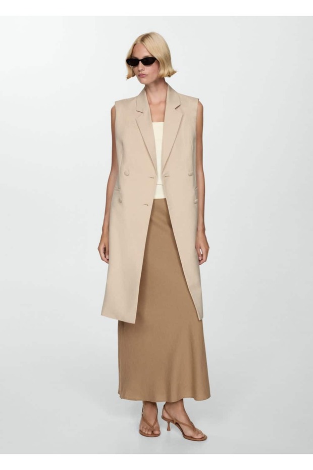 Düğmeli uzun yelek - 7