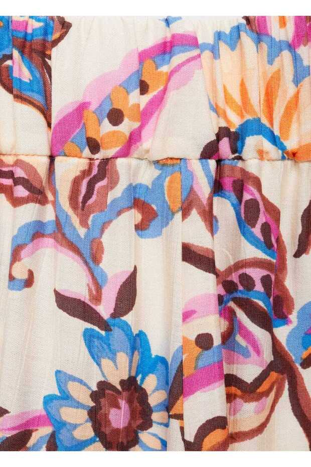 Floral Patterned Straight Cut Pants - 7