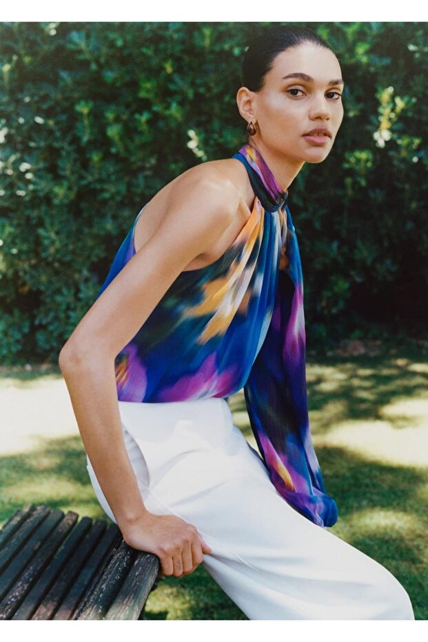 Patterned asymmetrical blouse - 8