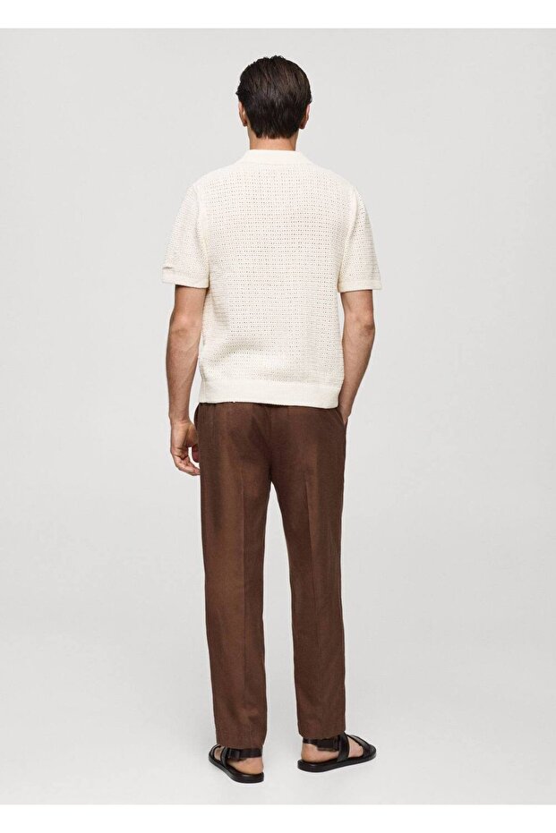 Düğmeli triko polo gömlek - 4