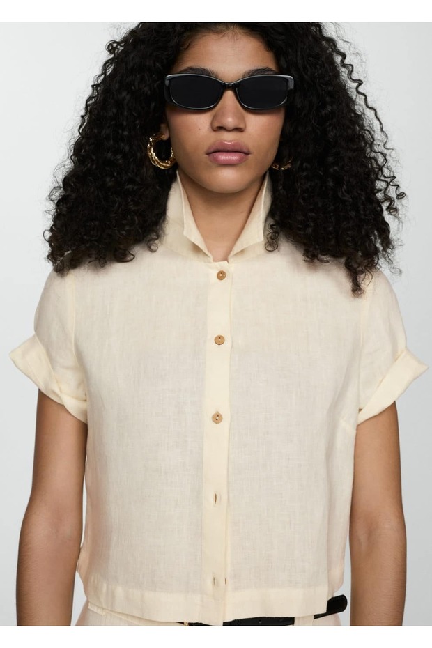 Kurzarmhemd aus Leinenmischung - 1