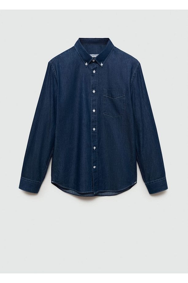 Regular Kesim Chambray Pamuklu Gömlek - 3
