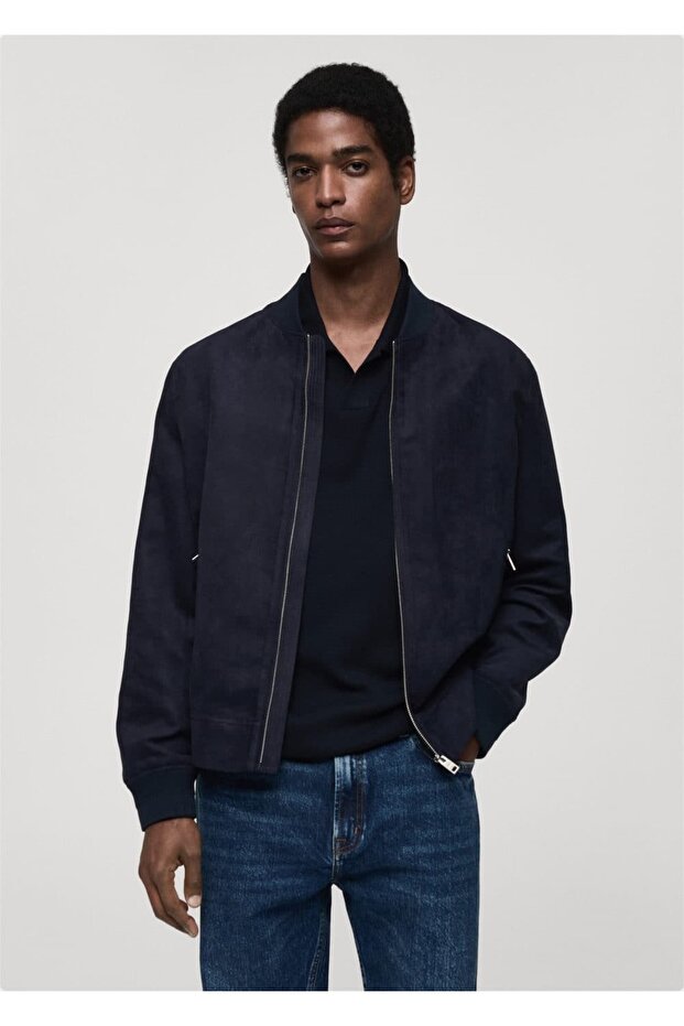 Suede look bomber jacket - 1