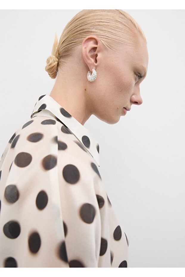 Puantiyeli lyocell gömlek - 6