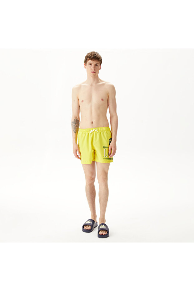 Erkek Baskılı Sarı Mayo Şort - 1