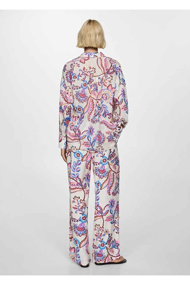 Floral Patterned Straight Cut Pants - 4