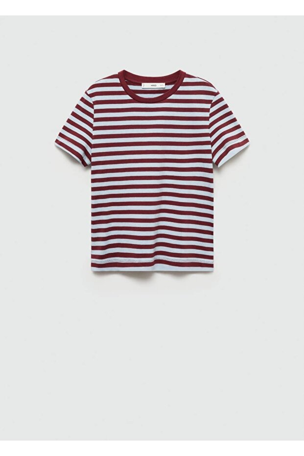 Pamuklu çizgili tişört - 3