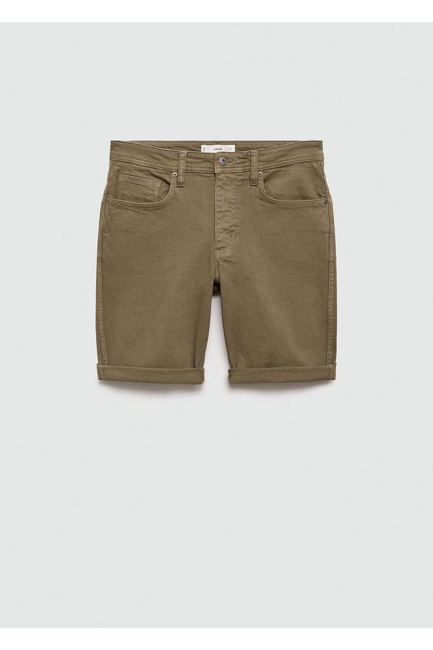Slim fit kot bermuda şort - 3