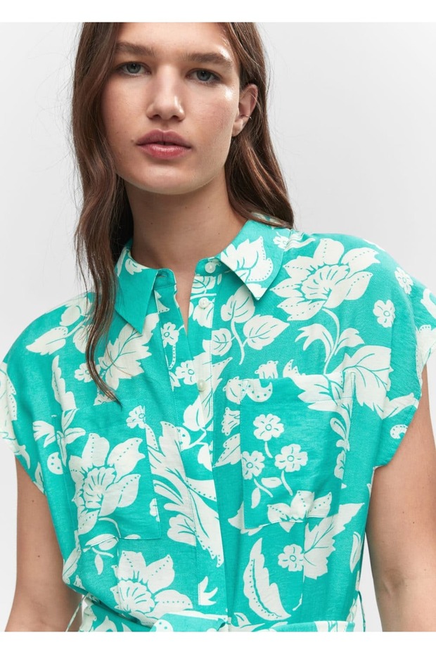 Çiçek desenli bağlı tulum - 7