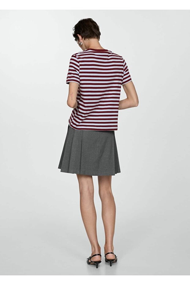 Pamuklu çizgili tişört - 4