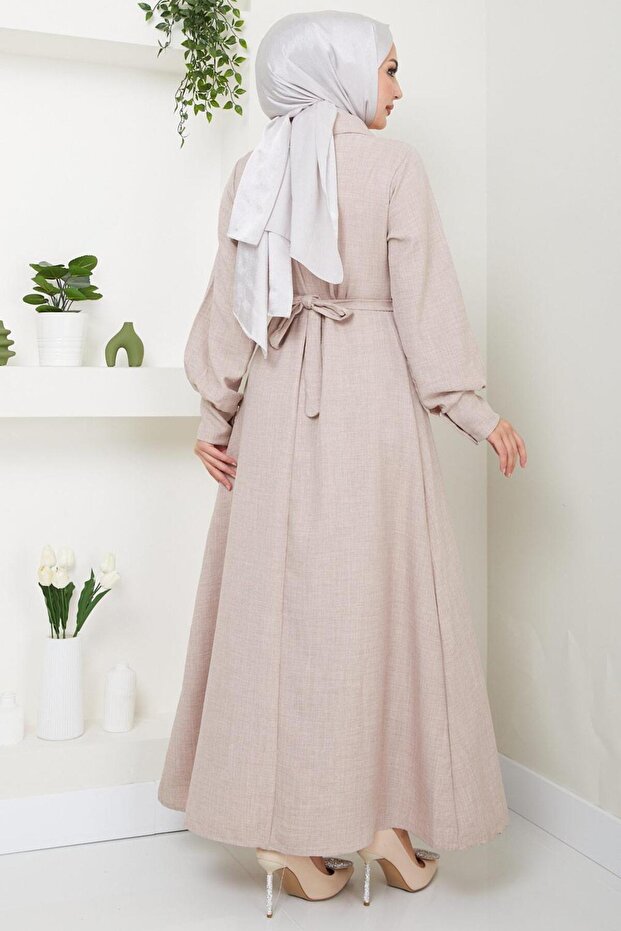 Boncuklu Sofia Elbise Vizon HM2476 - 4