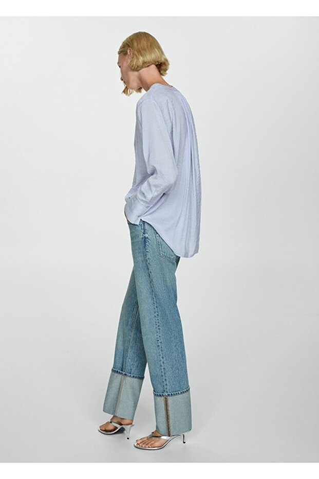 Çizgili dökümlü gömlek - 4