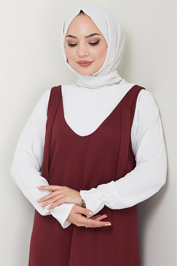 Nehir Örme Jile Elbise Bordo HM2389 - 3