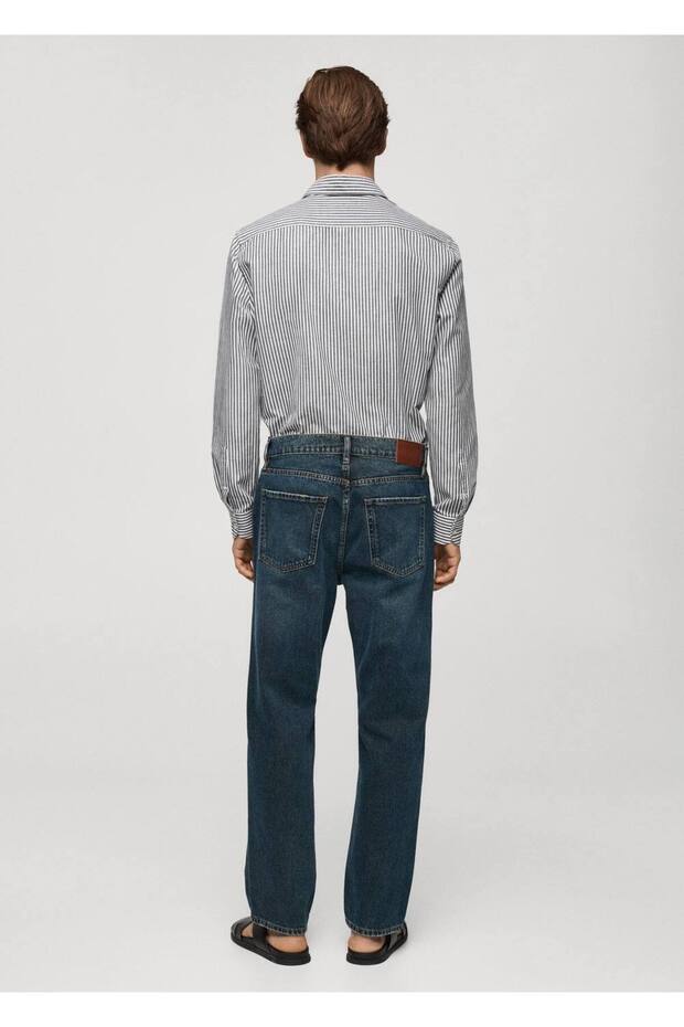 Gestreiftes Baumwoll-Leinenhemd mit normaler Passform - 4