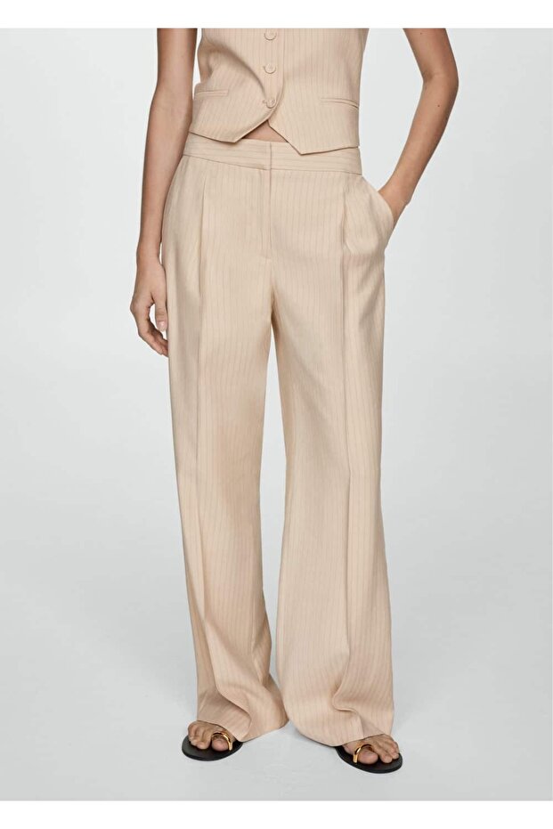 Çizgili kumaş pantolon - 1