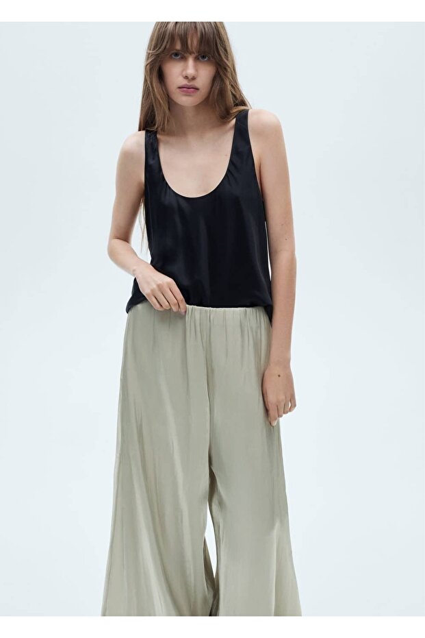 Dökümlü saten pantolon - 7