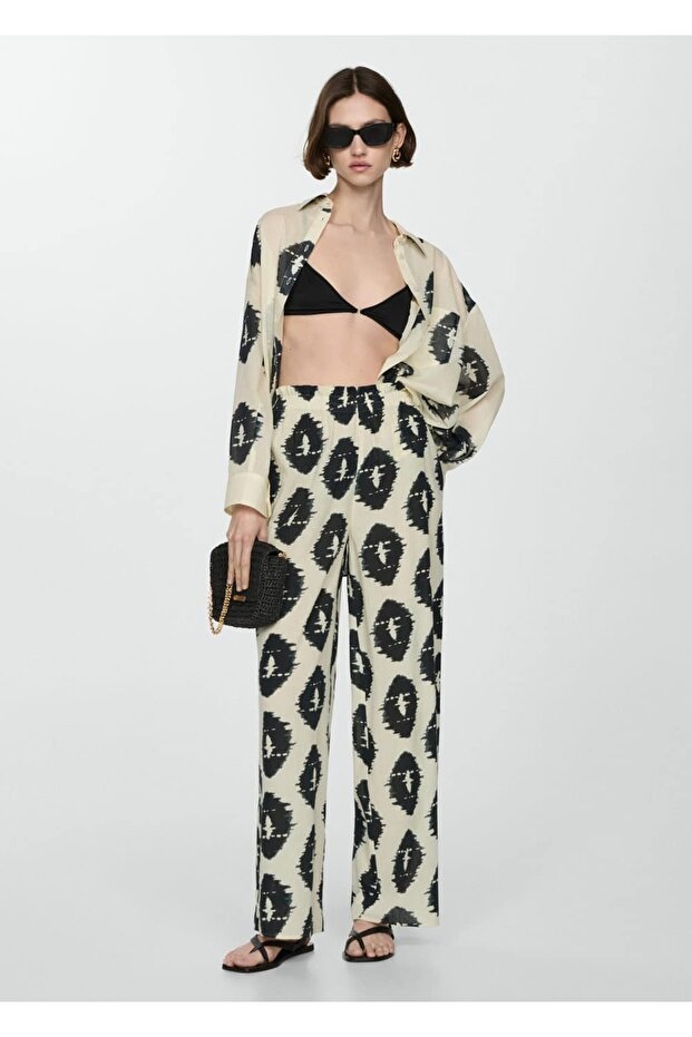 Desenli wideleg pantolon - 2