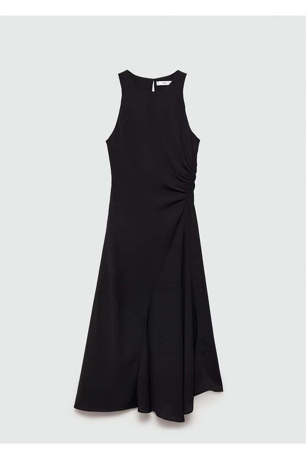 Drape detaylı midi elbise - 3