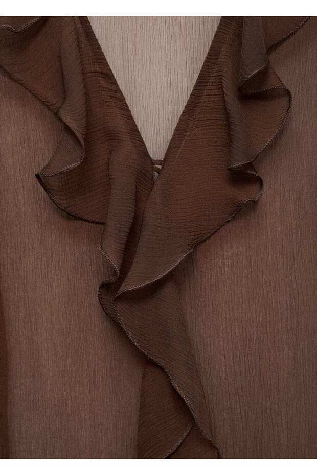 Yarı transparan volanlı bluz - 7