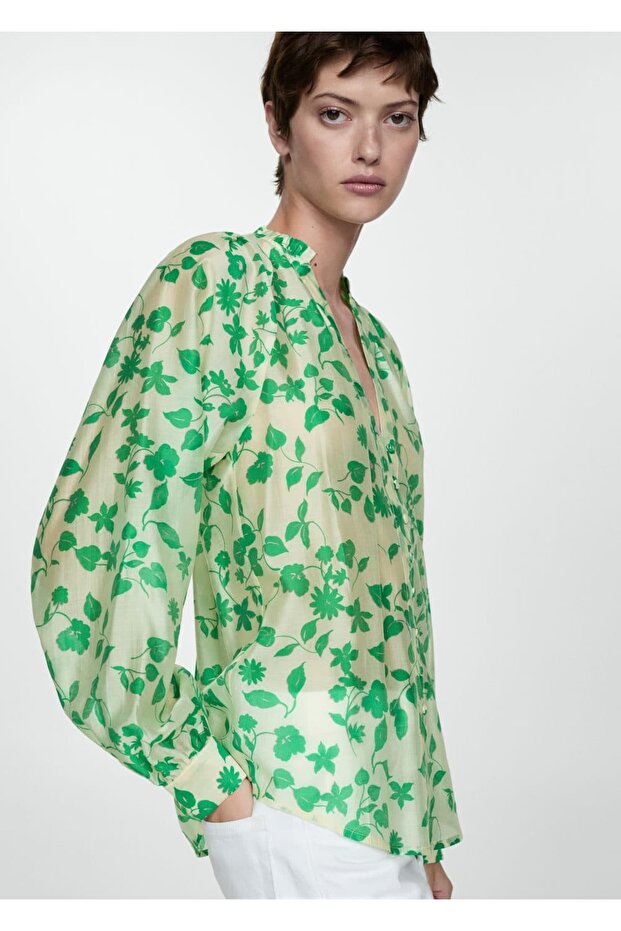 Desenli lyocell gömlek - 1