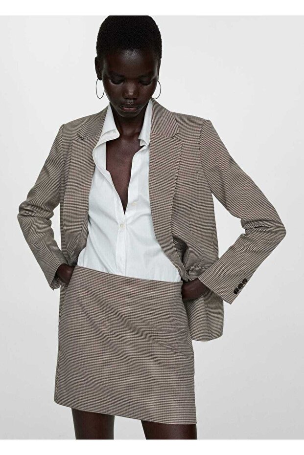 Kazayağı desenli mini etek - 5