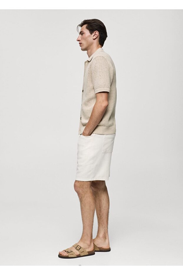 Düğmeli triko polo gömlek - 7