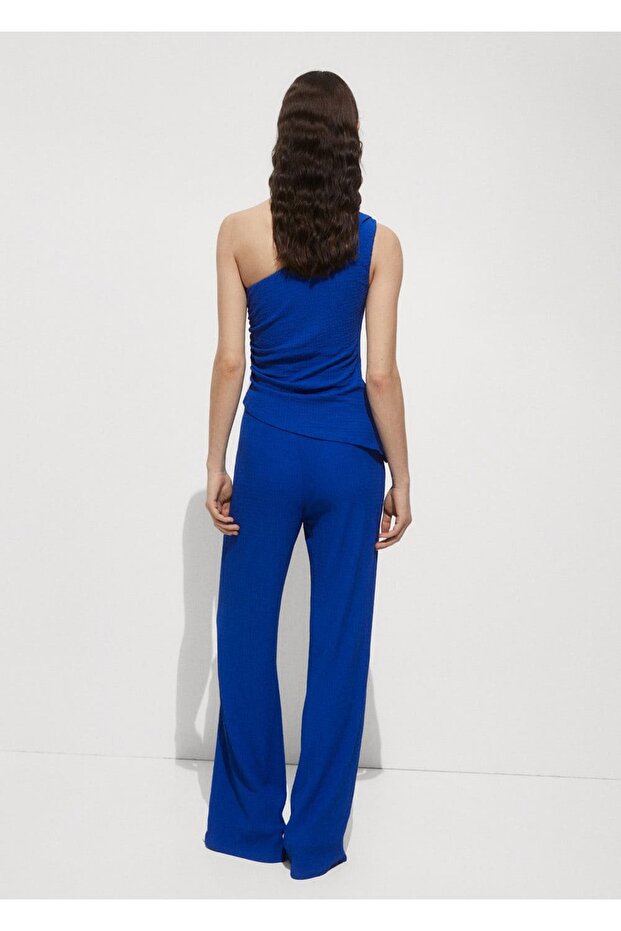 Düz kesim dökümlü pantolon - 4