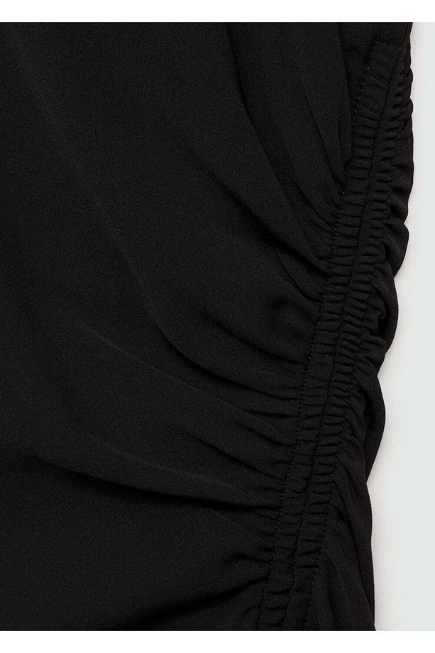 Drape detaylı midi elbise - 5