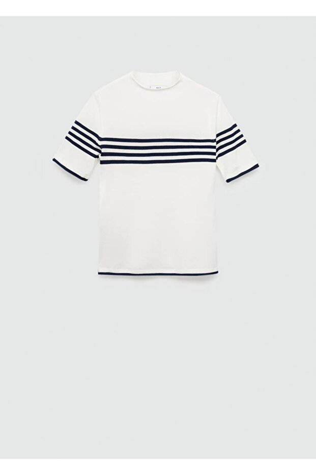 Çizgili Ince Triko Kazak - 3