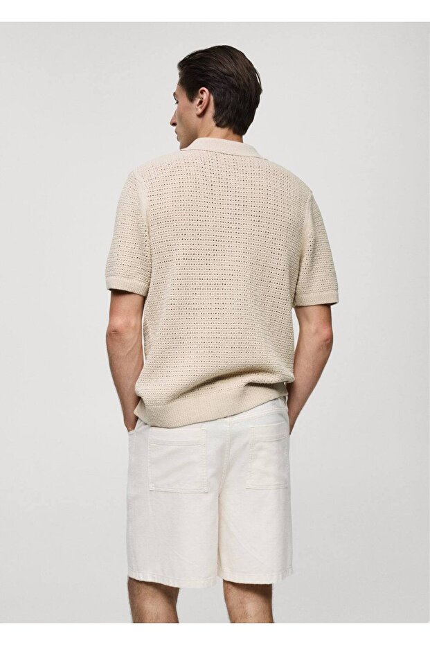 Düğmeli triko polo gömlek - 4