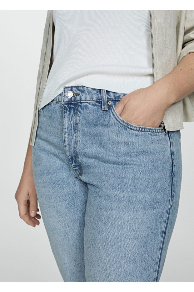 Weiße, gerade geschnittene Crop-Jeans - 5