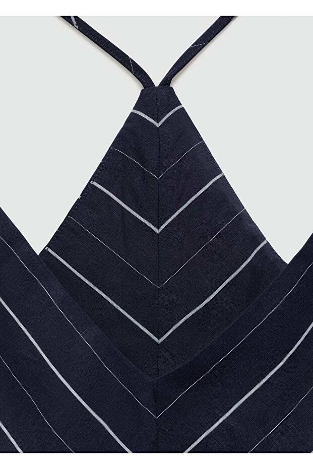 Çizgili lyocell elbise - 6