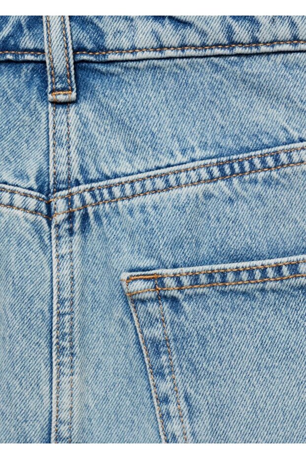 Yırtmaçlı denim etek - 8