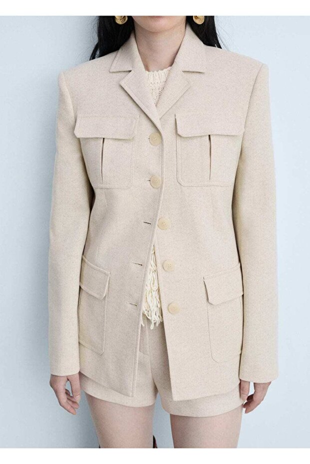 Cotton Linen Blazer Jacket with Pockets