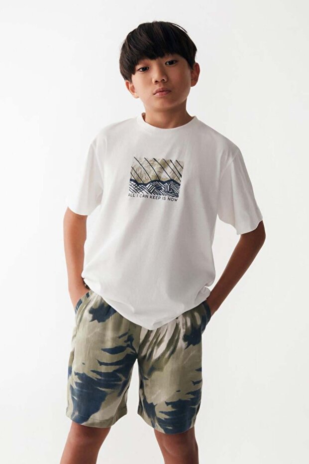 08-14 Years Old Boy Ecru Color Karen T-Shirt