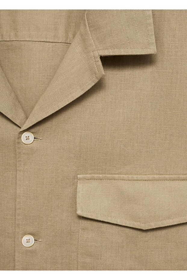 Regular geschnittenes Leinen-Baumwollhemd - 6