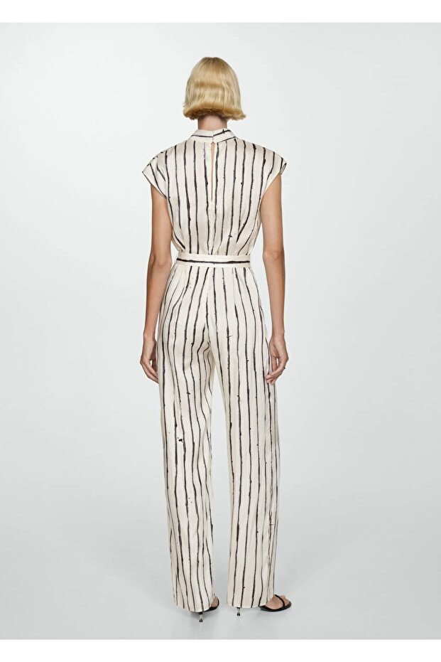 Çizgili saten tulum - 4