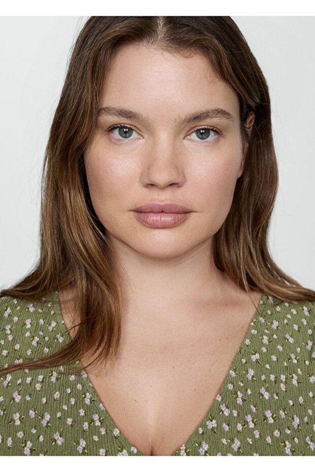 Volanlı desenli bluz - 5