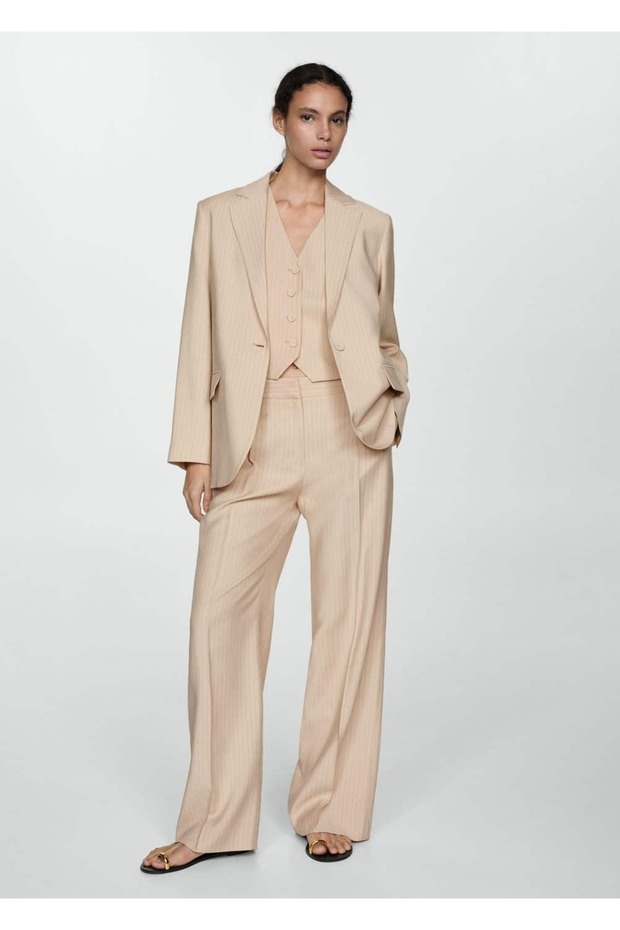 Çizgili kumaş yelek - 2