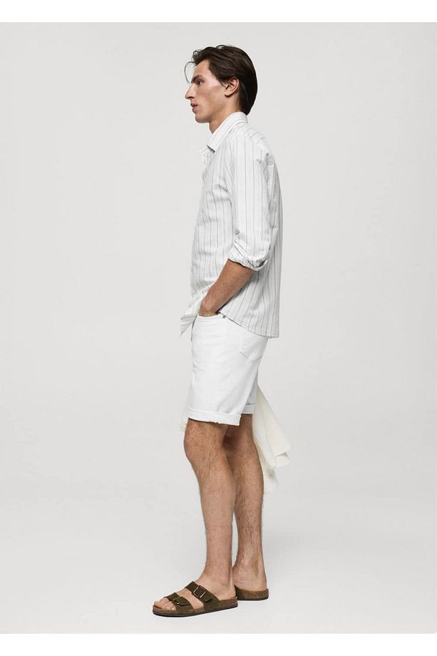 Slim fit kot bermuda şort - 7